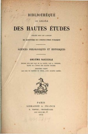 Études sur les pagi de la Gaule : Partie 2