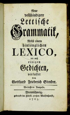 Neue vollständigere Lettische Grammatik