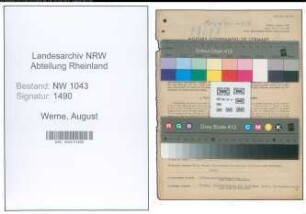 Entnazifizierung August Von Werne , geb. 24.12.1900 (Beamter)