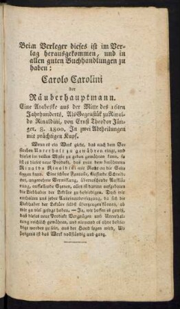 Beim Verleger dieses ist im Verlag herausgekommen, und in allen guten Buchhandlungen zu haben: