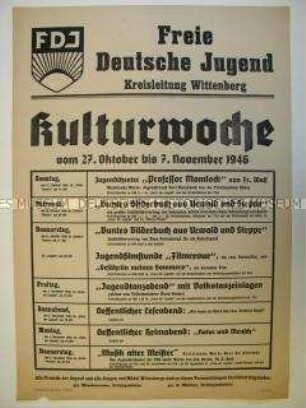 Maueranschlag mit Programm der FDJ-Kulturwoche in Wittenberg 1946