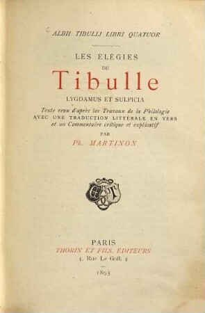 Les élégies : Lygdamus et Sulpicia