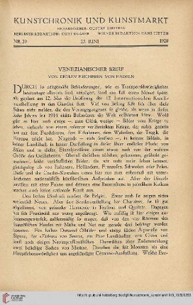 Neue Folge 31 = Jahrgang 55: Venezianischer Brief