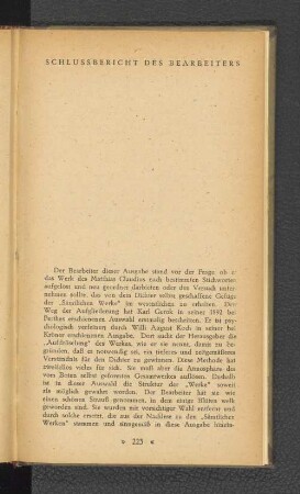 Schlussbericht des Bearbeiters