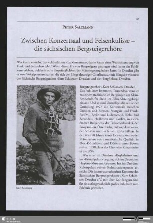 Zwischen Konzertsaal und Felsenkulisse - die sächsischen Bergsteigchöre