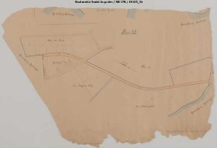 Hennef, Strecke Hennef - Asbach: Auszug aus der Grundsteuer-Gemarkungskarte nach der Zusammenlegung. Gemarkung Striefen. Fragment.