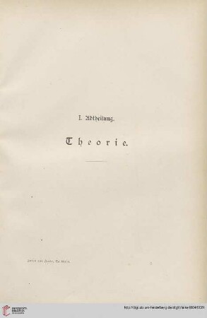 I. Abtheilung: Theorie