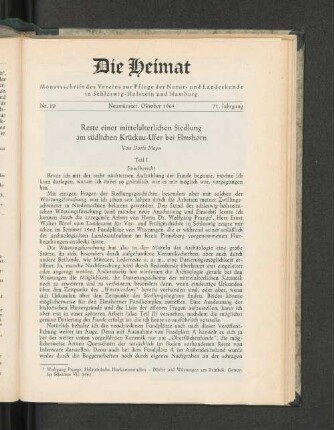 Nr. 10. Neumünster, Oktober 1964. 71. Jahrgang.