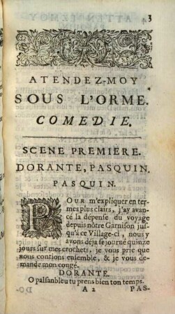 Les Oeuvres De Monsieur Palaprat. 1[,7], Attendez-Moy Sous L'Orme : Comedie
