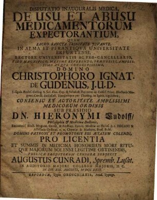 Disputatio Inauguralis Medica, De Usu Et Abusu Medicamentorum Expectorantium