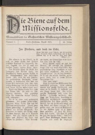 Nummer 8. Berlin-Friedenau, August 1915. 82. Jahrg