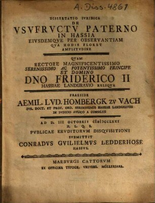 Dissertatio Iuridica De Usufructu Paterno In Hassia ...