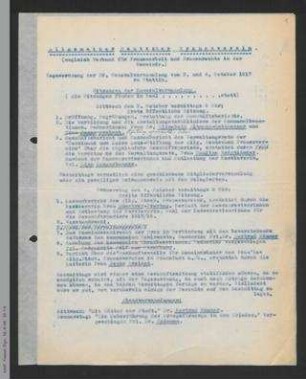 Tagesordnung - Entwurf - 29. Generalversammlung des ADF 1917 in Stettin