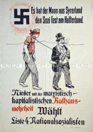 Wahlplakat der Nationalsozialisten vermutlich zu einer Kommunalwahl in den 1920er Jahren