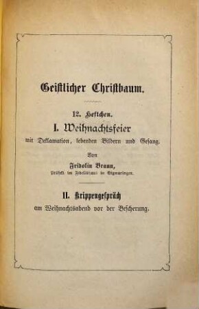 Weihnachtsfeier mit Deklamation, lebenden Bildern und Gesang