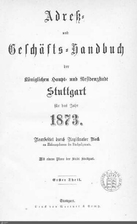 1873: Stuttgarter Adressbücher, 1873