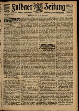 Erste Ausgabe vom Samstag, den 25. April 1903.