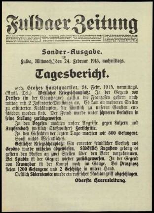 Zweite Ausgabe vom Mittwoch, den 24. Februar 1915.