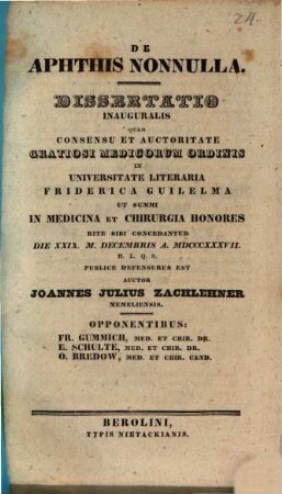 De aphthis nonnulla : diss. inaug.