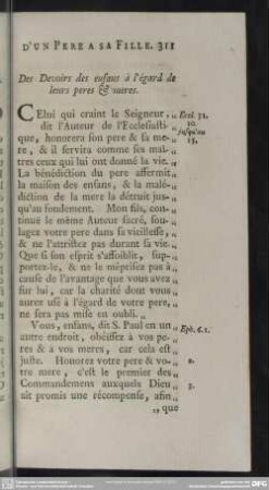 Des Devoirs des enfans à l´égard de leurs peres & meres