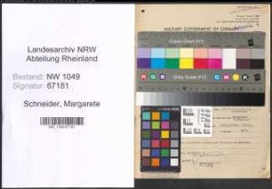 Entnazifizierung Margarete Schneider , geb. 20.06.1895 (Kauffrau)