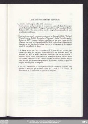 Liste Des Turcismes En Hongrois