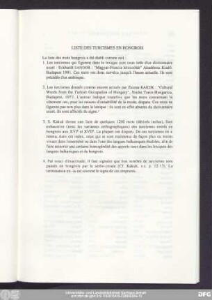 Liste Des Turcismes En Hongrois