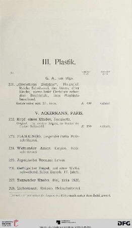 III. Plastik (Nr. 221 - 245)