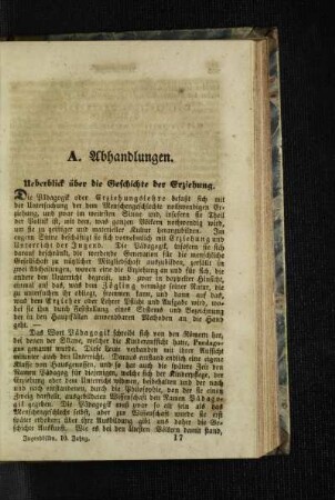 Ueberblick über die Geschichte der Erziehung