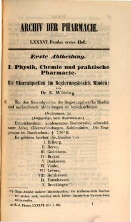 Archiv der Pharmazie : chemistry in life sciences. 36. 1843