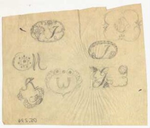 Skizzen zu Initialen : Ornamental gestaltete Initiale W, G, I