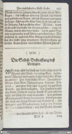 [XCIX.] Die Selbst-Bestraffung deß Geitzigen