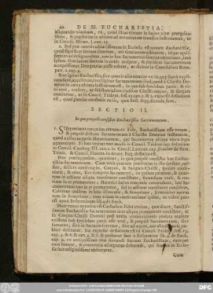 Sectio II. In quo propriè consistat Eucharistiae Sacramentum.