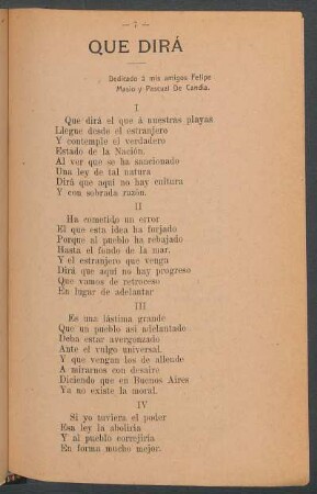 Que dirá : Dedicado a mis amigos Felipe Masio y Pascual de Candia