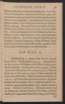 Ad Cap. I. - III.