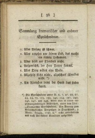 Sammlung dramatischer und anderer Sprüchwörter.