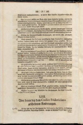 XIII. Von denen bey dem Codice Fridericiano geschehenen Aenderungen.
