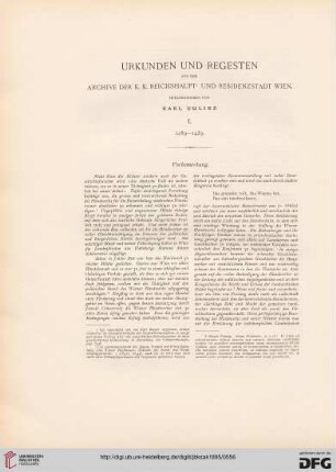 Urkunden und Regesten aus dem Archive der k. k. Reichshaupt- und Residenzstadt Wien, [1]