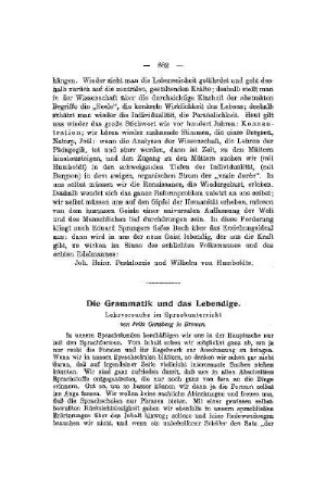 Die Grammatik und das Lebendige : Lehrversuche im Sprachunterricht
