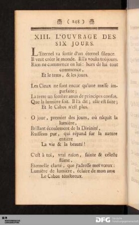 XIII. L'Ouvrage Des Six Jours