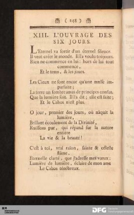 XIII. L'Ouvrage Des Six Jours