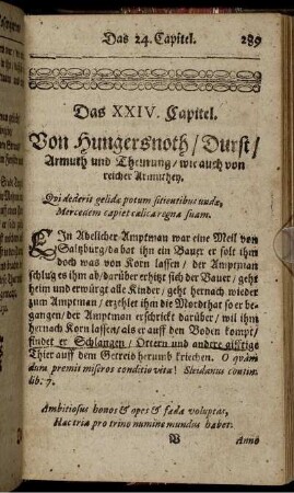 Das XXIV. Capitel. Von Hungersnoth/ Durst/ Armuth und Theurung ...