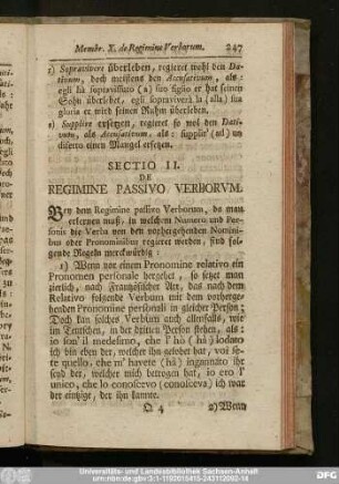 Sectio II. De Regimine Passvio Verborum.