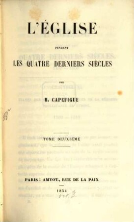 L'église pendant les quatre derniers siècles, 2