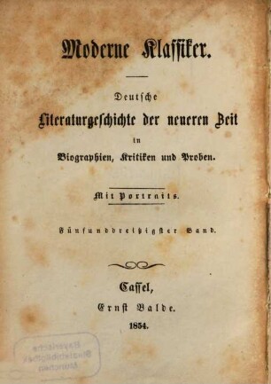Moderne Klassiker : deutsche Literaturgeschichte der neueren Zeit in Biographien, Kritiken und Proben ; mit Portraits, 35. Ludwig Tieck