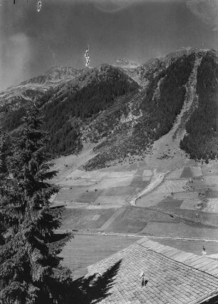 Das Paznaun Tal : Felder am Berghang im Paznaun Tal bei Ischgl