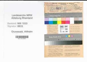 Entnazifizierung Wilhelm Grunewald , geb. 10.03.1913 (Polizeibeamter)