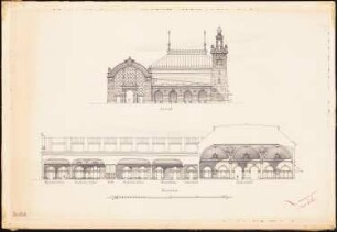 Bahnhof, Luzern Projekt B: Seitenansicht, Längsschnitt