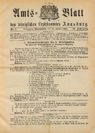 Amtsblatt des Bezirksamtes Augsburg. 1894