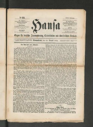 No. 153. Sonnabend, den 20. August 1853.